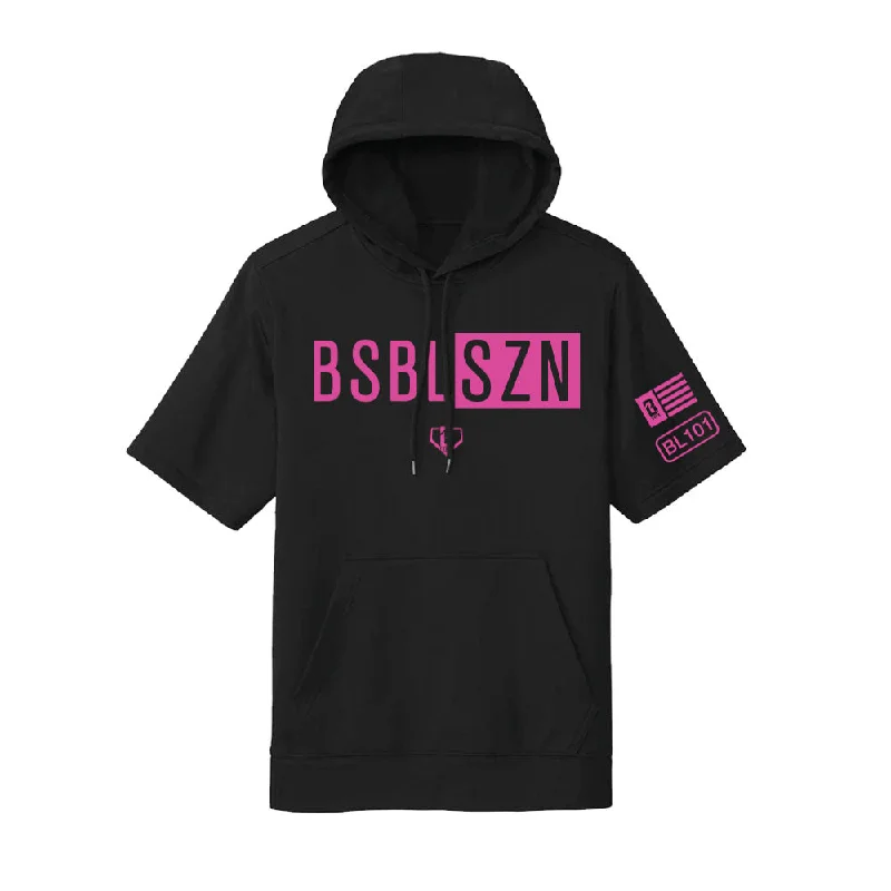 BSBL-SZN Short Sleeve Hoodie V2 - Black/Pink