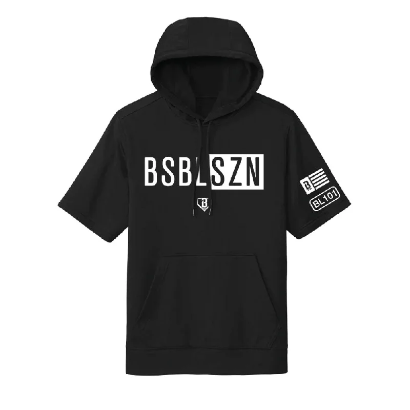 BSBL-SZN Short Sleeve Hoodie V2 - Black/White