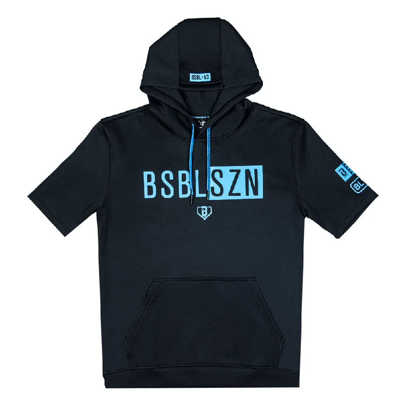 BSBL-SZN Short Sleeve Hoodie V3 - Black/Light Blue