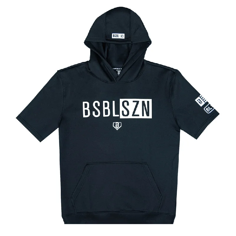 BSBL-SZN Youth Short Sleeve Hoodie V3 - Black/White