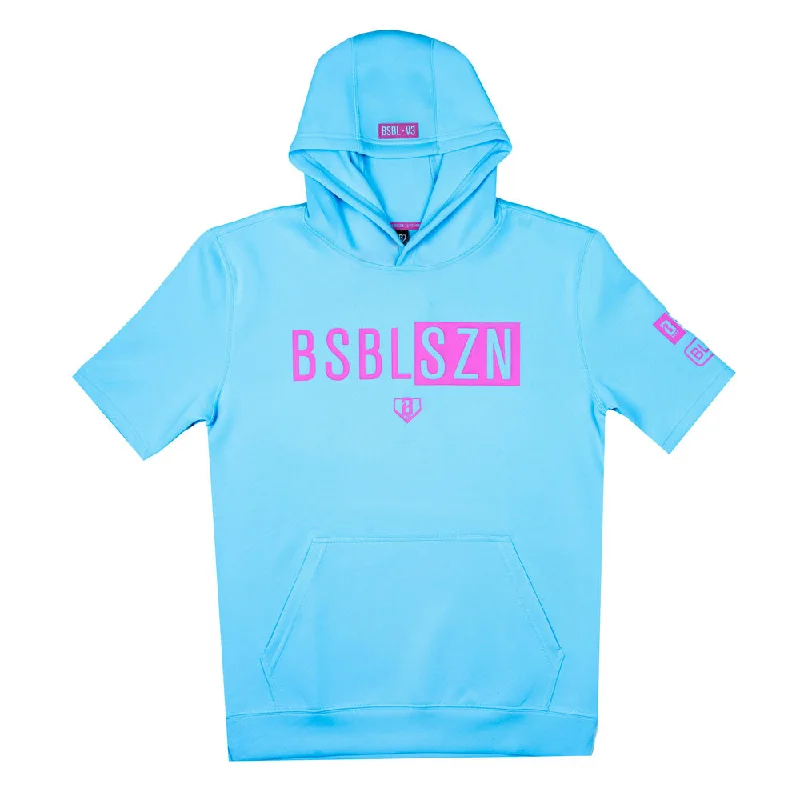 BSBL-SZN Youth Short Sleeve Hoodie V3 - Cotton Candy Blue