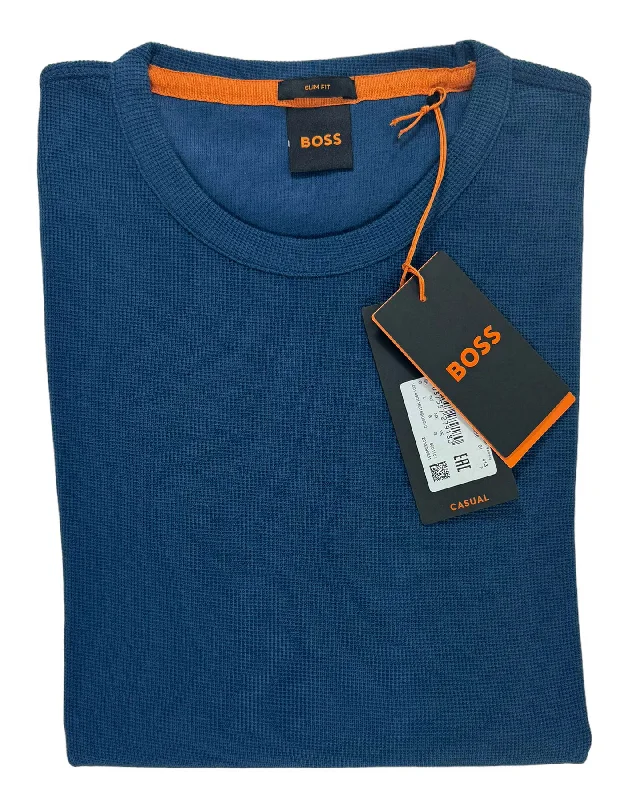 Hugo Boss Casual Sweater Dark Blue Waffle Slim Fit M SALE