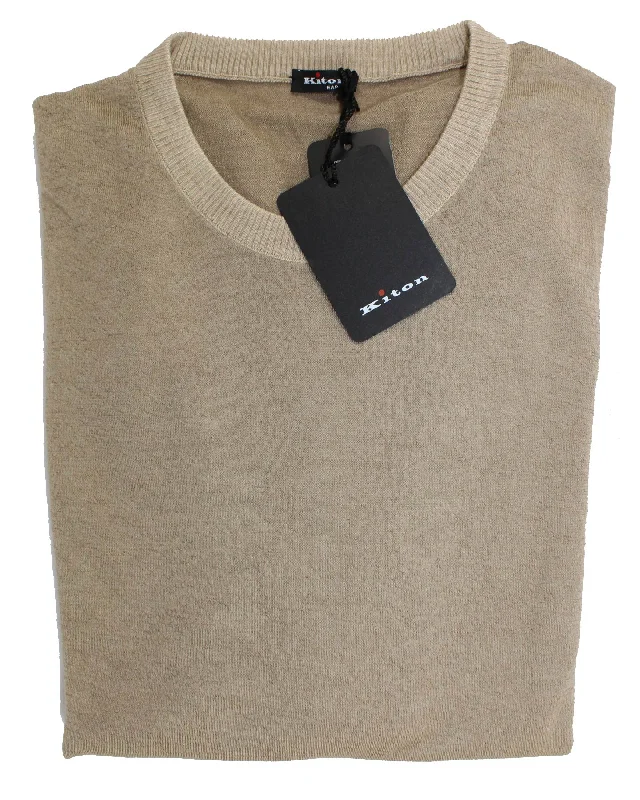 Kiton Cashmere Silk Sweater Beige Crewneck M / EUR 50