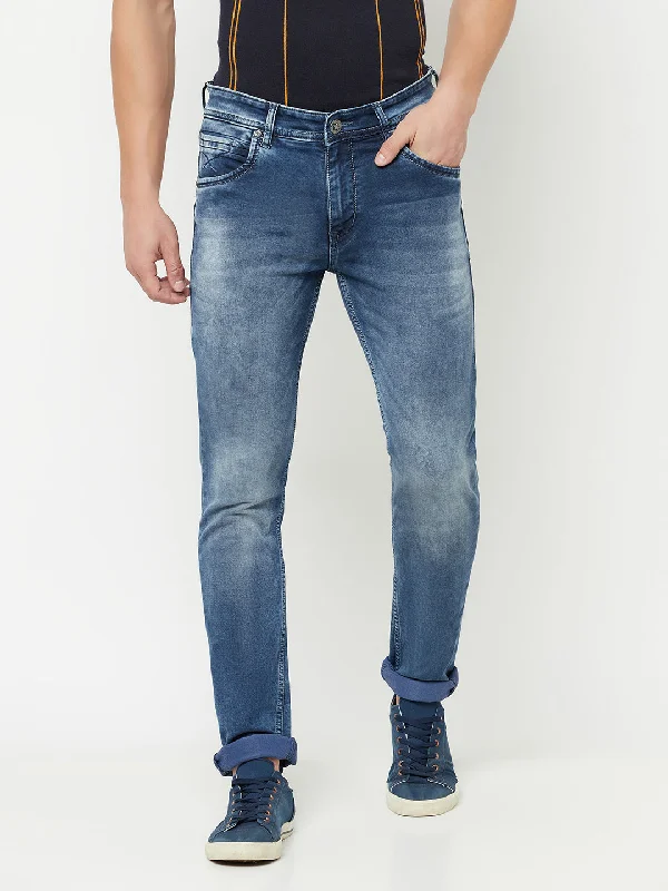 Men's Ultra Narrow fit Heavy Fade Carbon Blue  Jeans