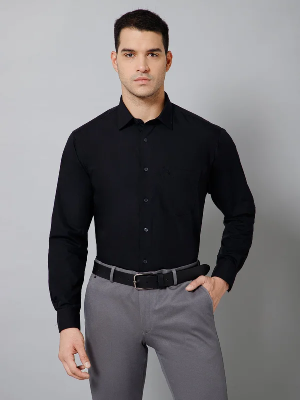 Men's Black Formal Plain Full Sleeve Shirt