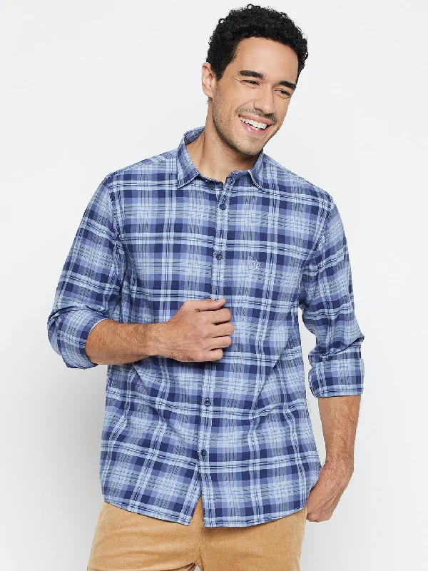 Men's Blue Casual Big Checks Full Sleeve Shirt