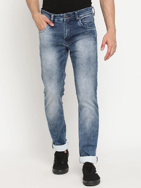 Men's Ultra Narrow fit Heavy Fade Indigo Blue  Jeans