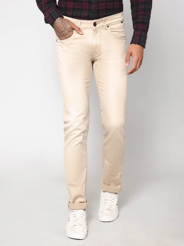 Men Beige Jeans