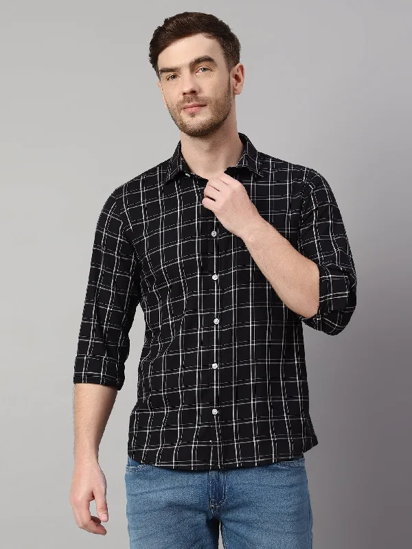 Men's Black Casual Medium Checks Full Sleeve Shirt