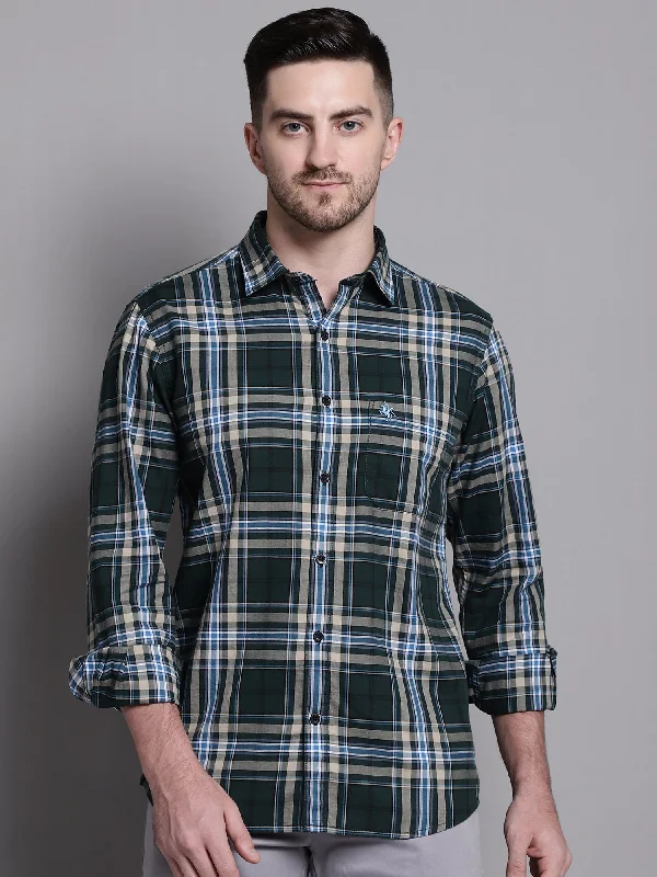 Men's Dark Green Casual Big Checks Full Sleeve Shirt