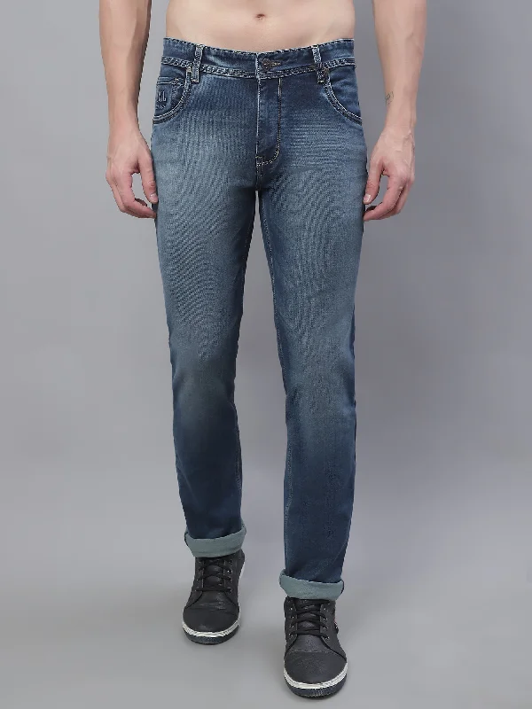 Men's Ultra Narrow fit Heavy Fade Indigo Blue  Jeans