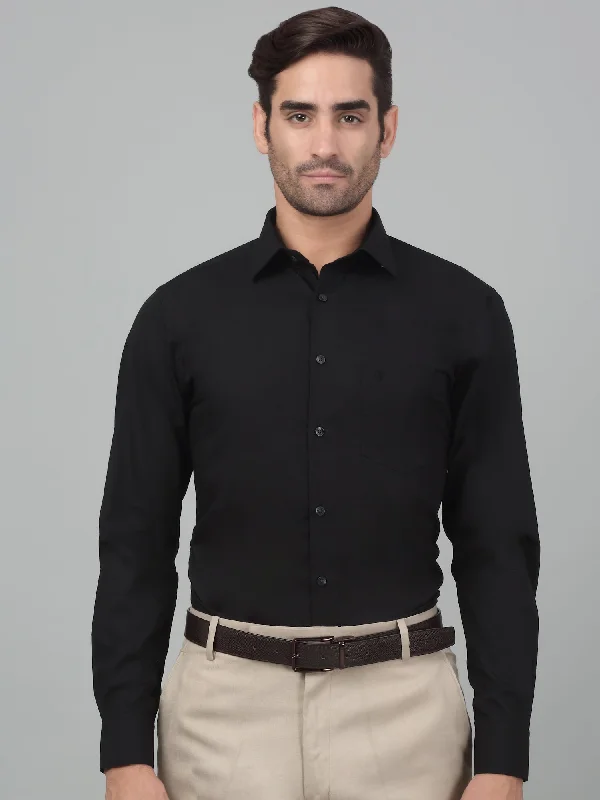 Men's Black Formal Plain Full Sleeve Shirt