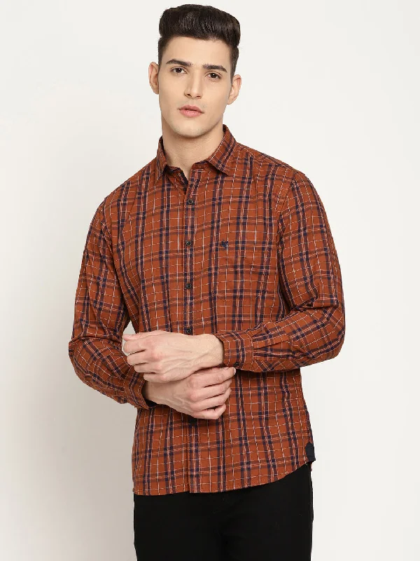 Men's Brown Casual Medium Checks Full Sleeve Shirt