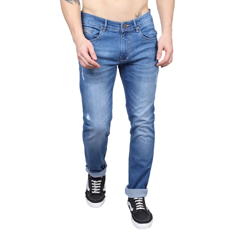 Men's Ultra Narrow fit Heavy Fade Blue Ripped Lightly Jeans