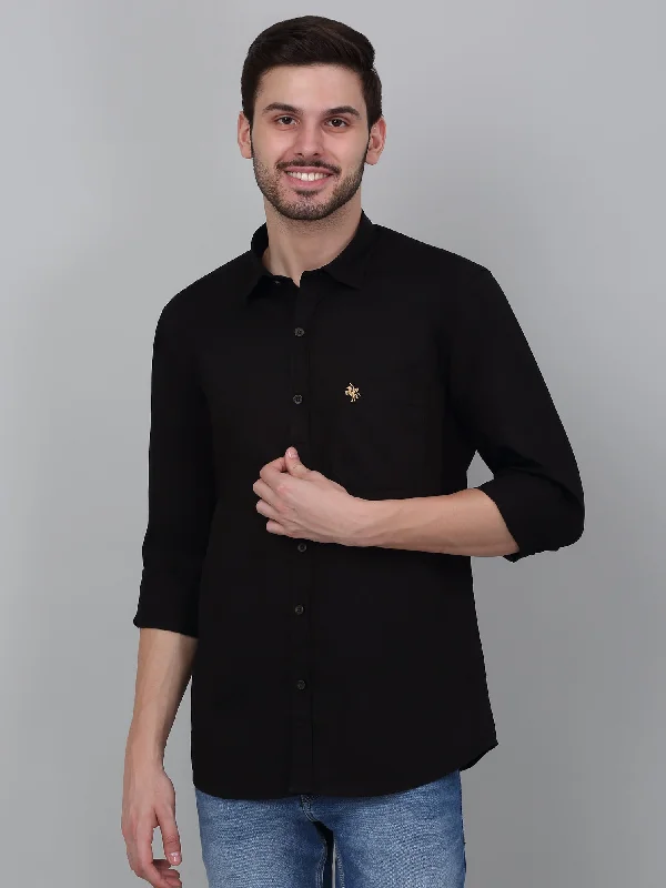 Men's Black Solid Full Sleeve Casual Shirt