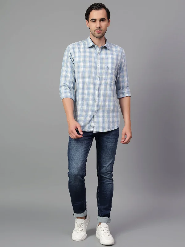 Men's Blue Checked Full Sleeve Casual Shirt