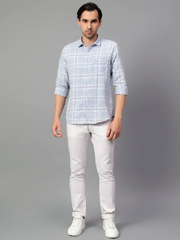 Men's Blue Checked Full Sleeve Casual Shirt