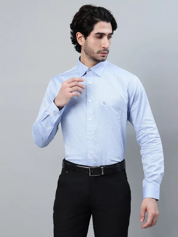 Men's Blue Solid Full Sleeve Formal Shirt