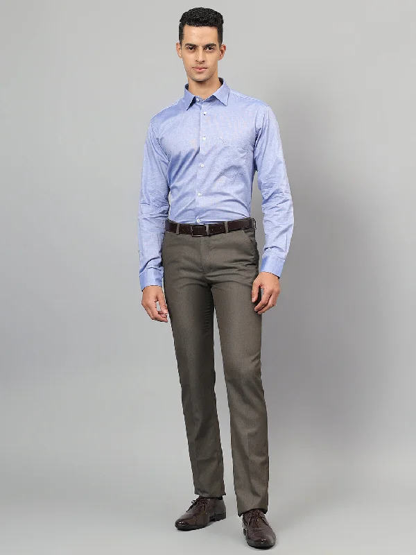 Men's Blue Solid Full Sleeves Formal Shirt