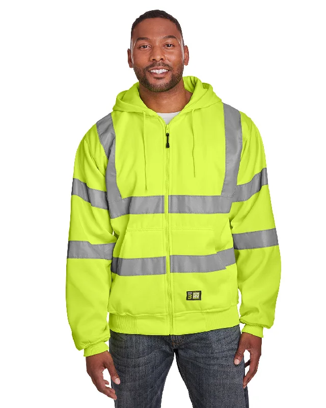 Berne HVF021 Men's Berne Hi-Vis Class 3 Lined Full-Zip Hooded Sweatshirt