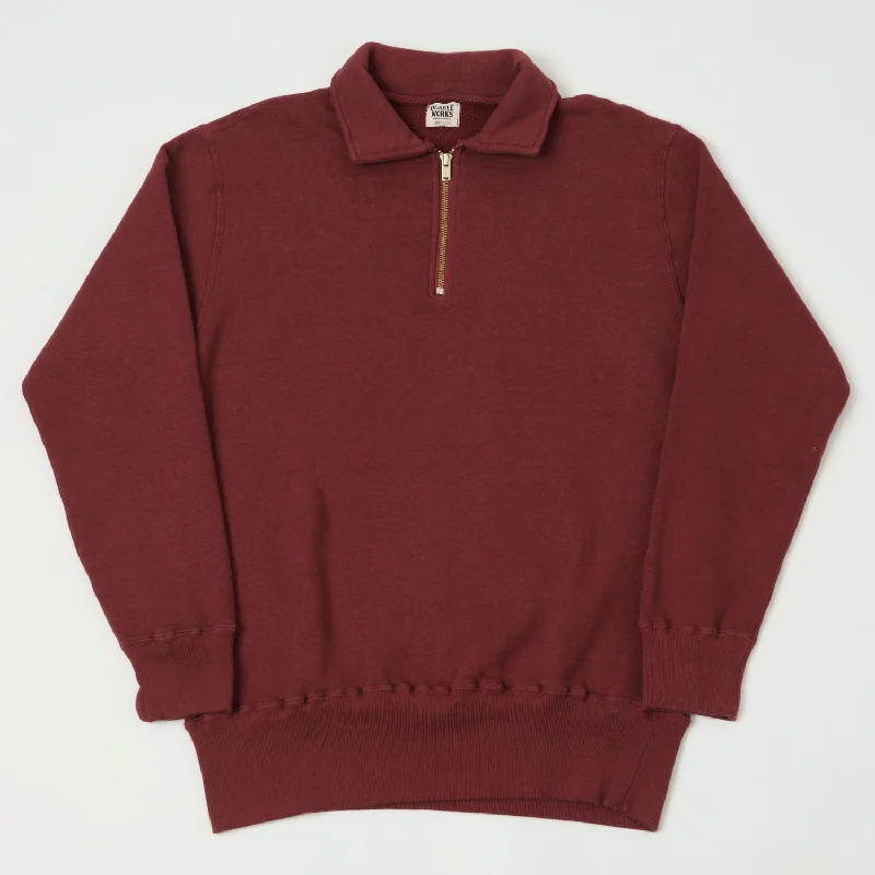 Dubbleworks Tsuriami Quarter Zip Sweatshirt - Burgundy