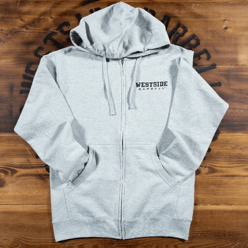 Westside Barbell Left Chest Logo Mens Full Zip Hooded Sweatshirt - Heather Grey