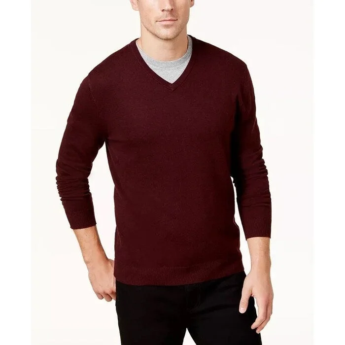 Alfani Men's V Neck Sweater Long Sleeve Red Size X-Large