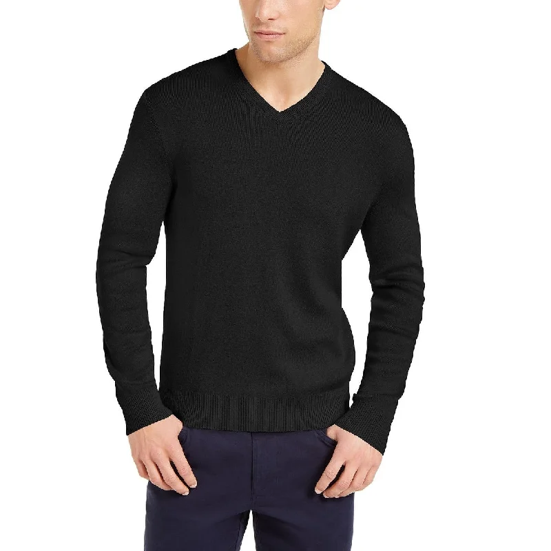 Calvin Klein Men's Cotton-Blend V-Neck Sweater Blue Size Small