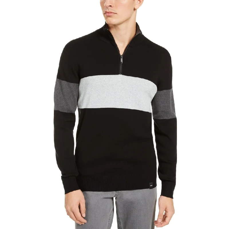 DKNY Men's Cotton Colorblock Sweater Charcoal Size XX-Large