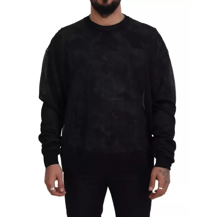 Dolce & Gabbana Black Polyester Crewneck Pullover Men's Sweater (Pre-Owned)