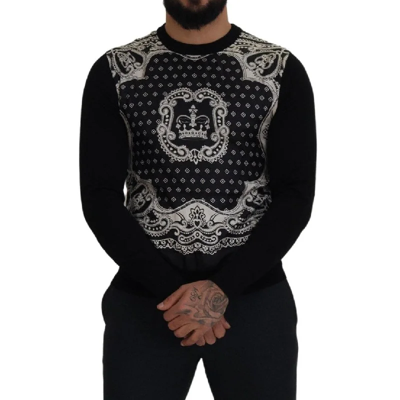 Dolce & Gabbana Elegant Wool Silk Blend Crewneck Men's Sweater