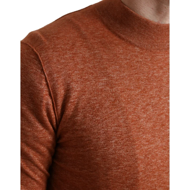 Dolce & Gabbana Silk-Cashmere Orange Crew Neck Men's Sweater