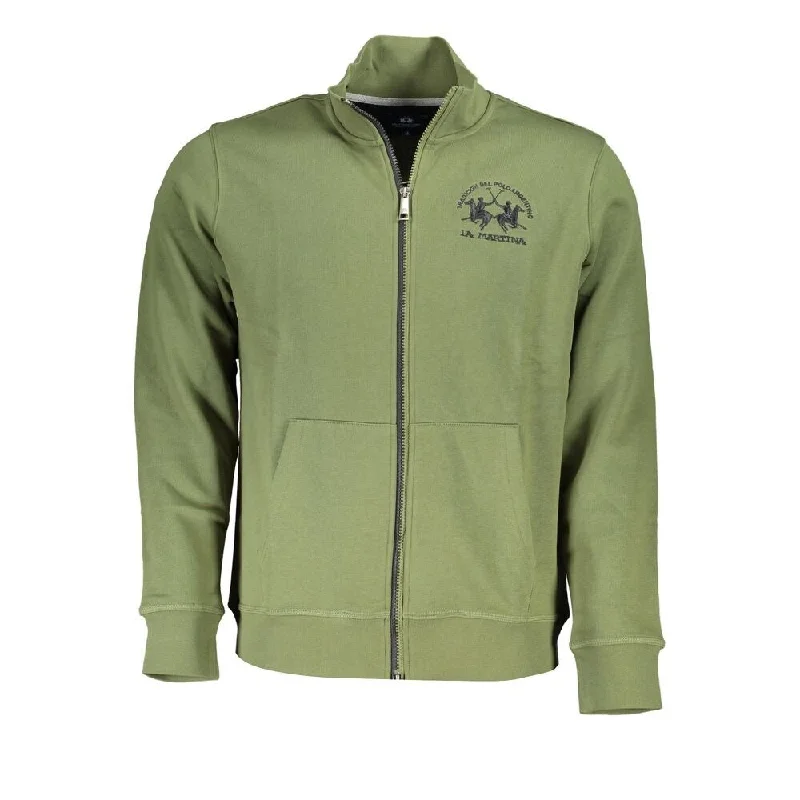 La Martina Classic Green Zippered Fleece Men's Sweatshirt