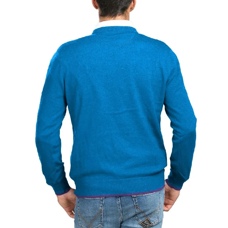 La Martina Light Blue Acrylic Men's Sweater