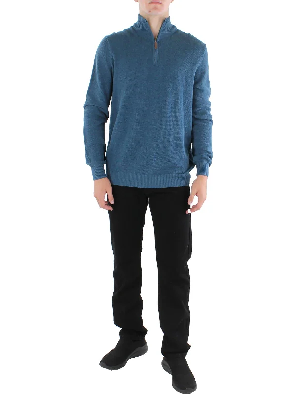 Mens Cotton 1/4 Zip Pullover Sweater