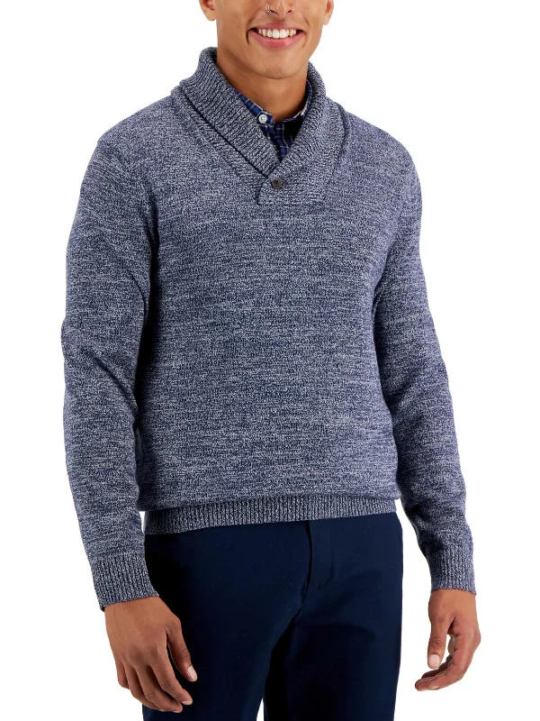 Mens Shawl Collar Cotton Pullover Sweater