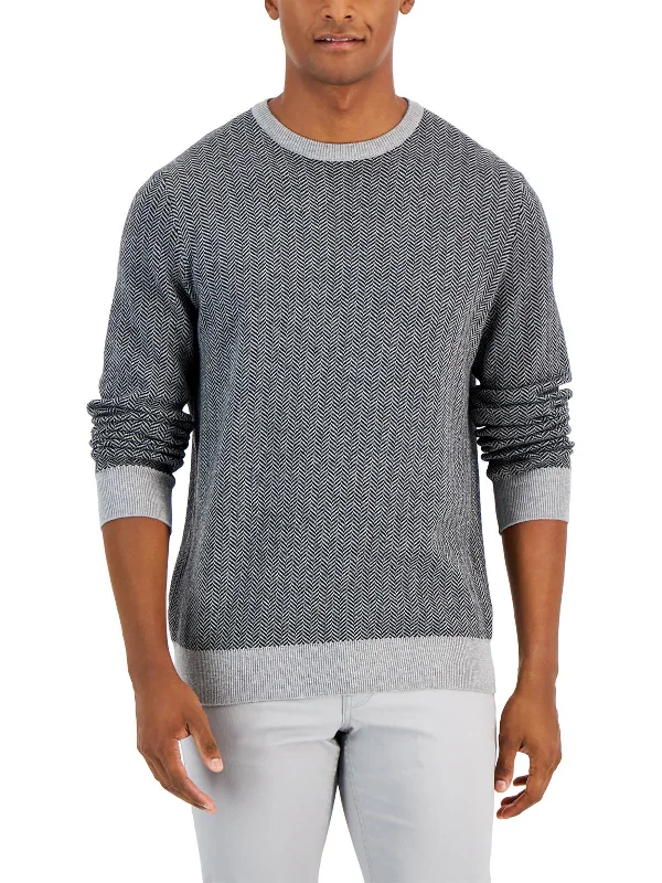 Mens Striped Crewneck Pullover Sweater