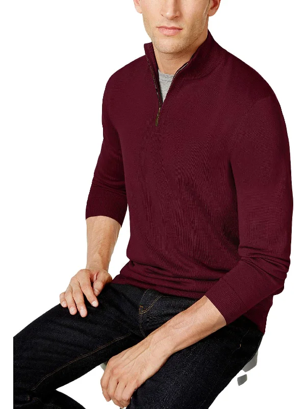 Mens Wool Blend 1/4 Zip Sweater