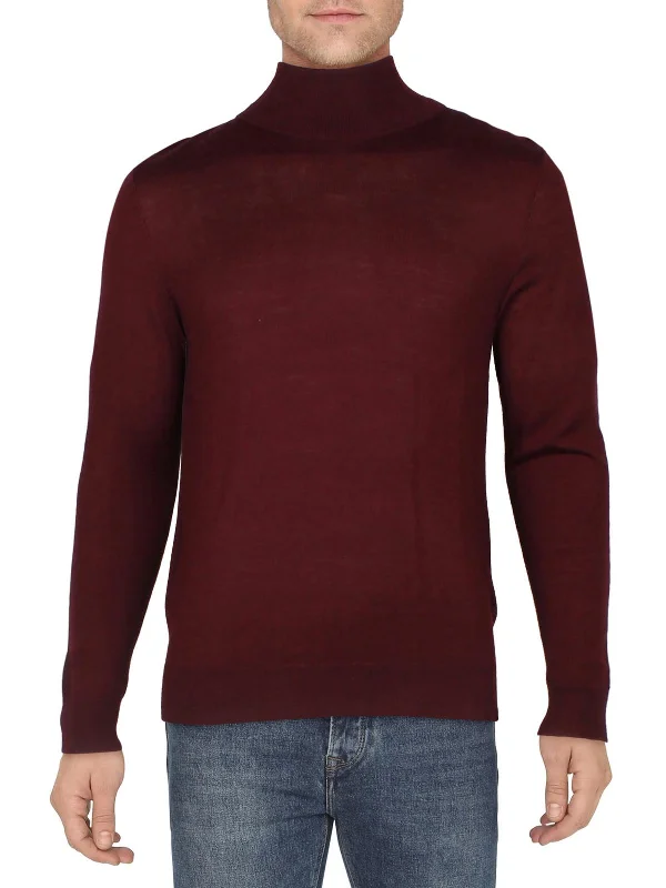 Mens Wool Blend Knit Turtleneck Sweater