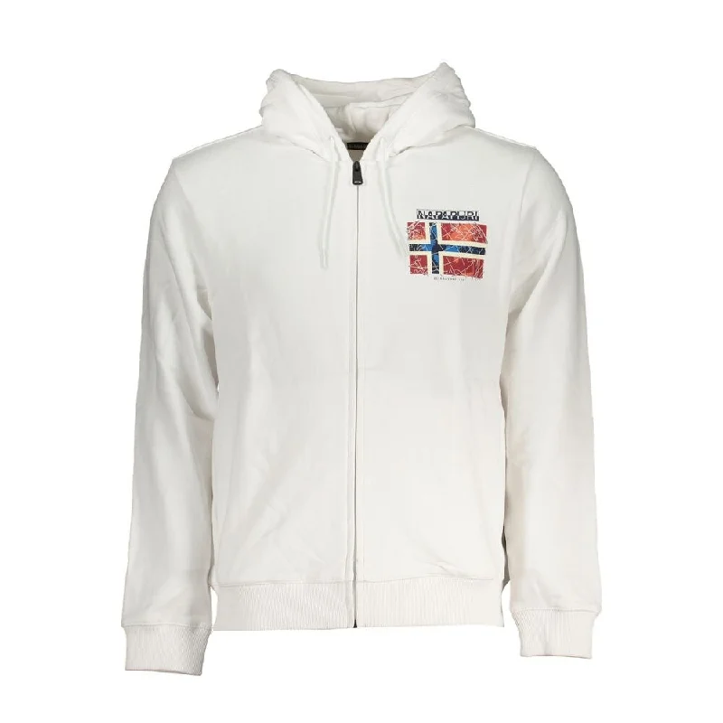 Napapijri Chic White Hooded Cotton Men's Sweatshirt