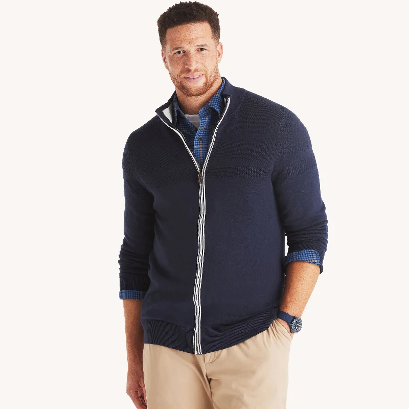 Nautica Mens Big & Tall Navtech Mock-Neck Full-Zip Sweater