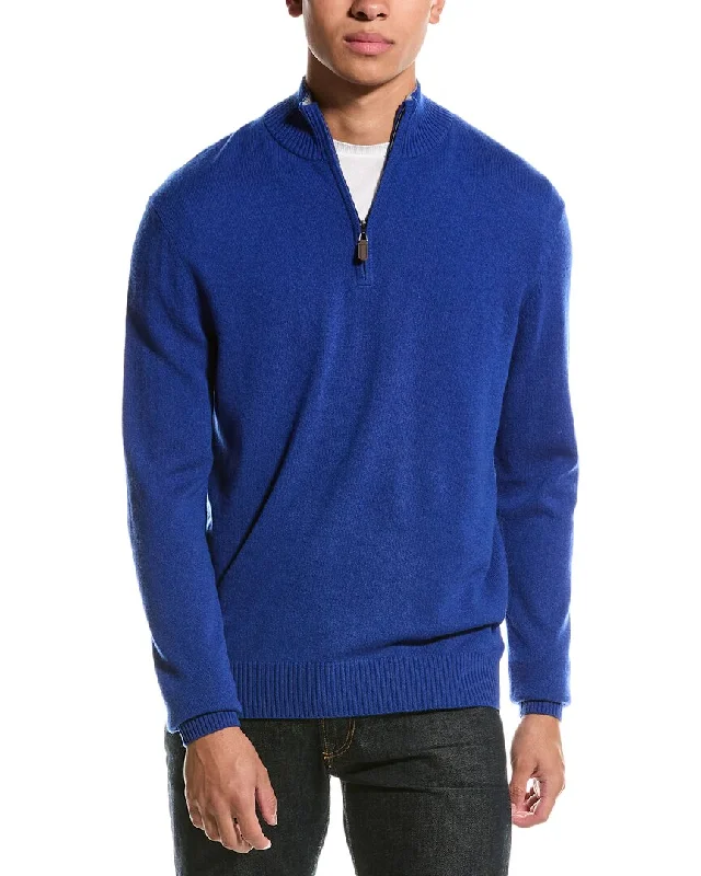 Qi Cashmere 1/4-Zip Cashmere Mock Sweater