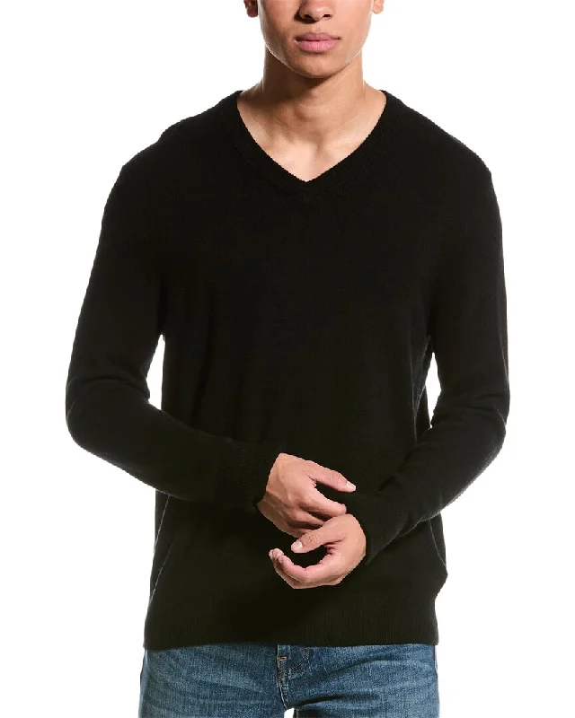 Qi Cashmere Solid Cashmere V-Neck Sweater