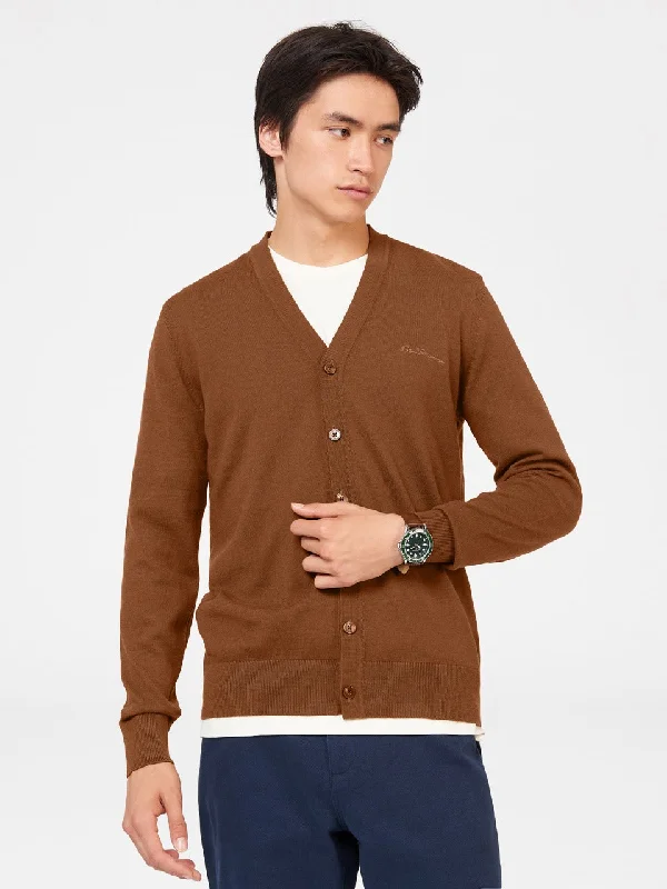 Signature Merino Knit Cardigan - Utility Brown