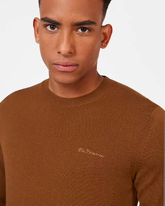 Signature Merino Crewneck Sweater - Utility Brown