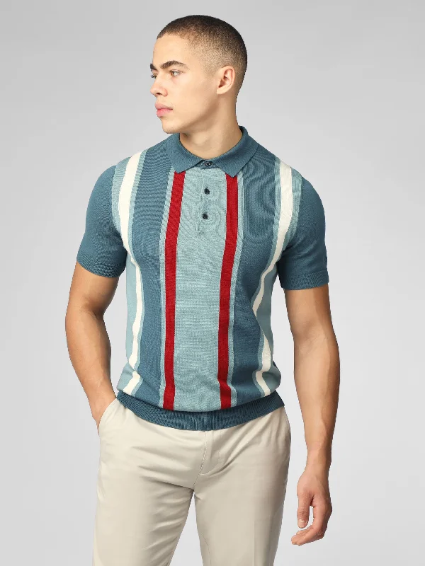 Signature Vertical Stripe Polo - Teal