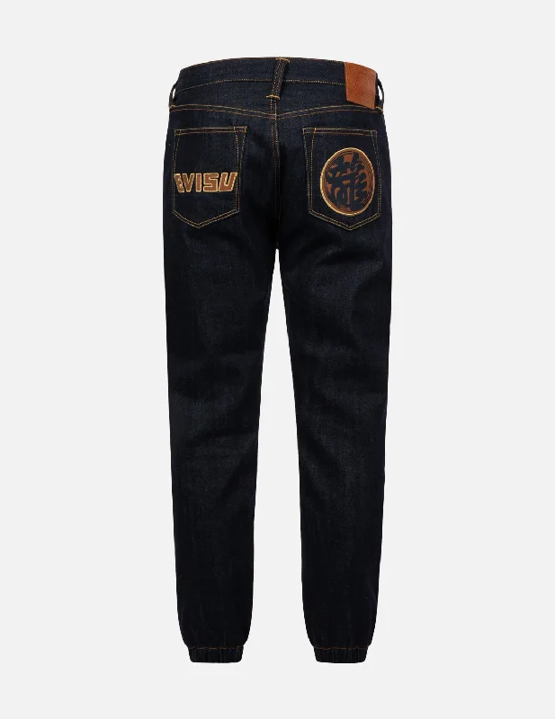 Logo and Kanji Appliqué Denim Jogger Pants