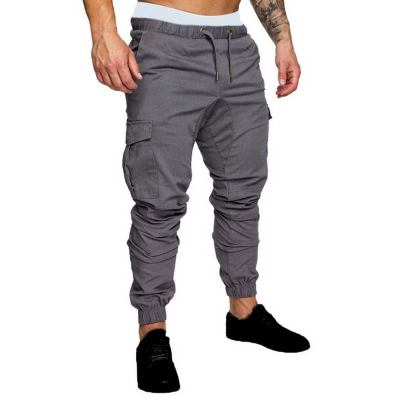 MJARTORIA Casual Men Pants Hip Hop Joggers Pants 2019 Male Trouser Men Solid Multi-pocket Pants Homme Sweatpants Dropshipping