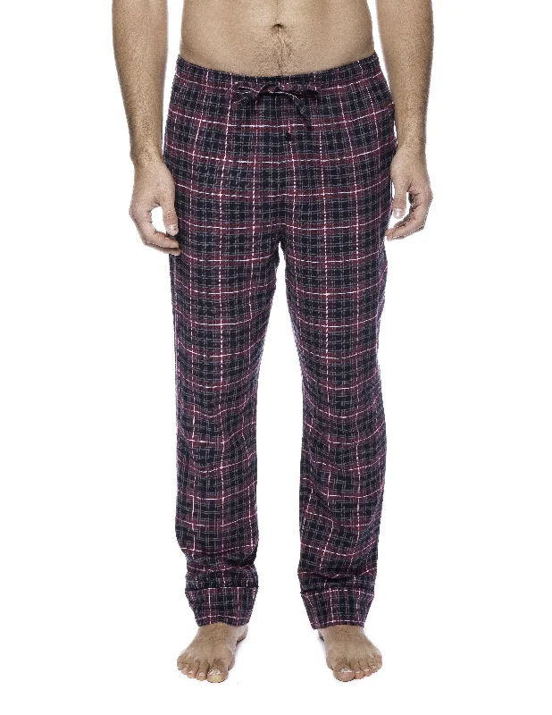 Mens Gingham 100% Cotton Flannel Lounge Pants - Plaid Navy/Black