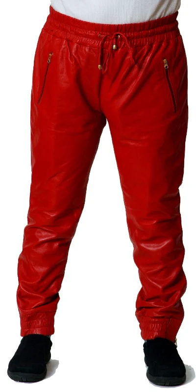 Red Leather Joggers